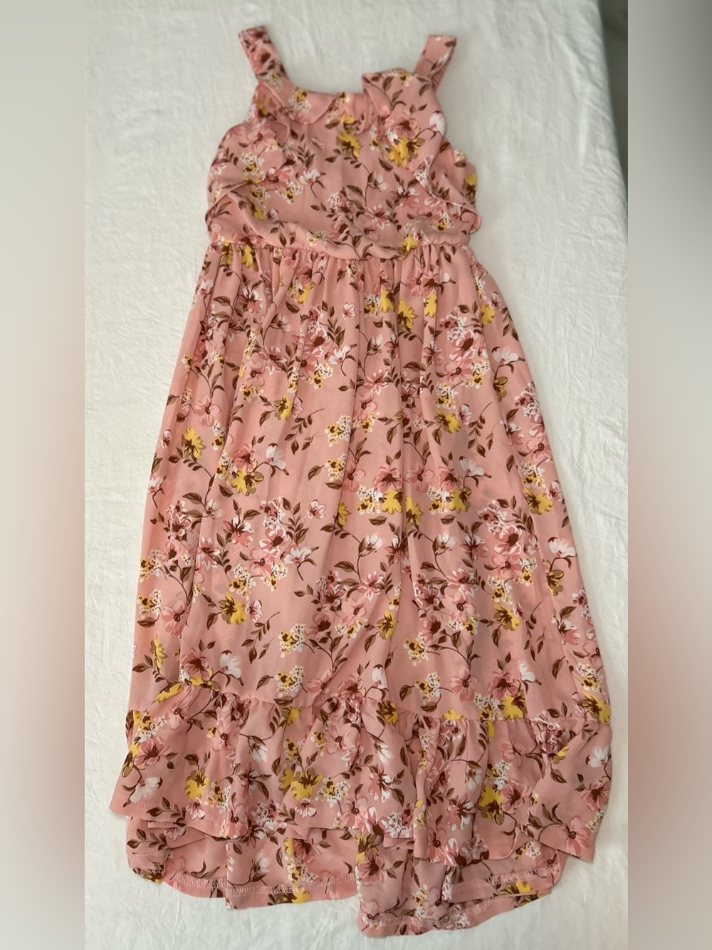 Girls Rule Pink Floral Chiffon High-Low Maxi Dress Size 7